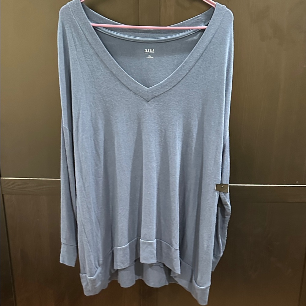 A.N.A. A New Approach Slate Blue V-Neck long sleeve top